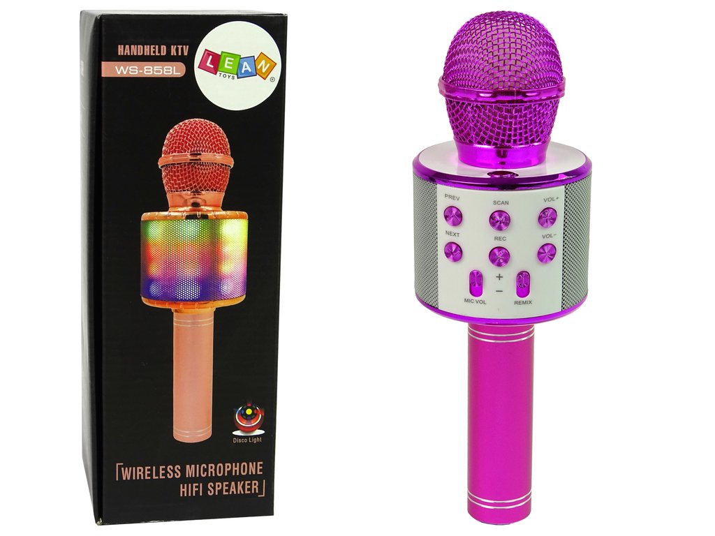 Bezdrôtový mikrofón USB reproduktor nahrávanie karaoke model ružový POŠKODENÝ OBAL