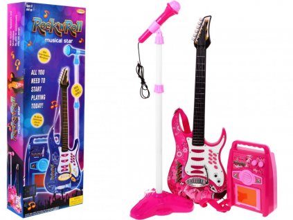 Dětská elektrická kytara růžová (3)
