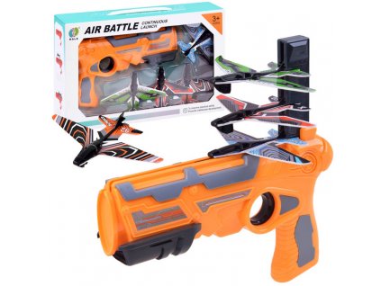 Dětská pistole vystřelující letadla oranžová1