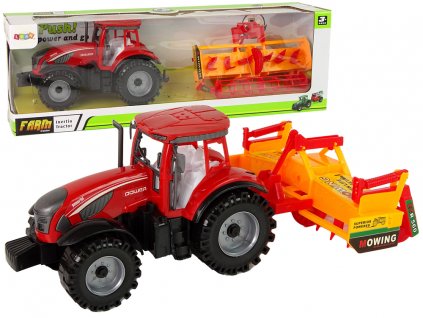 198873 traktor s kultivatorem s trecim pohonem cerveny