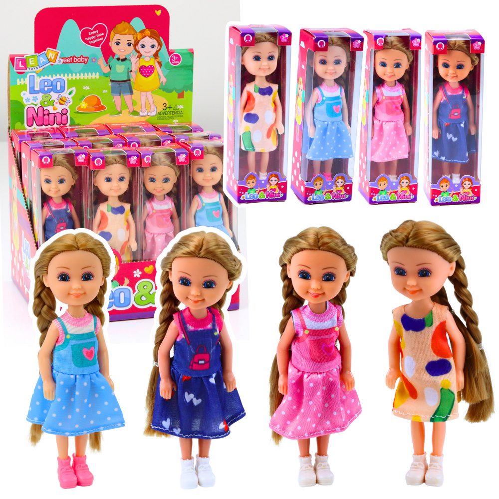 mamido Mini bábika s dlhými vlasmi v šatách 15 cm Mix