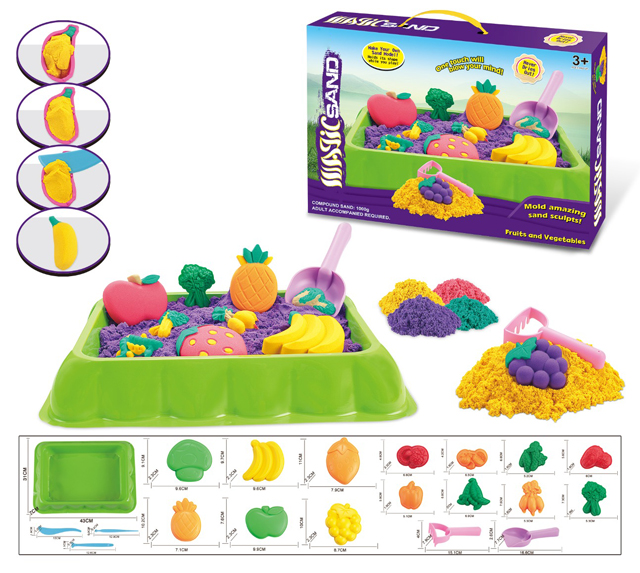 Mamido  Mamido Súprava kinetického piesku s ovocnými a zeleninovými formičkami 1000 g