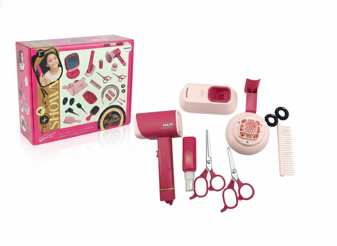 Mamido  Mamido Detská kadernícka súprava s fénom ružová 12 ks príslušenstva