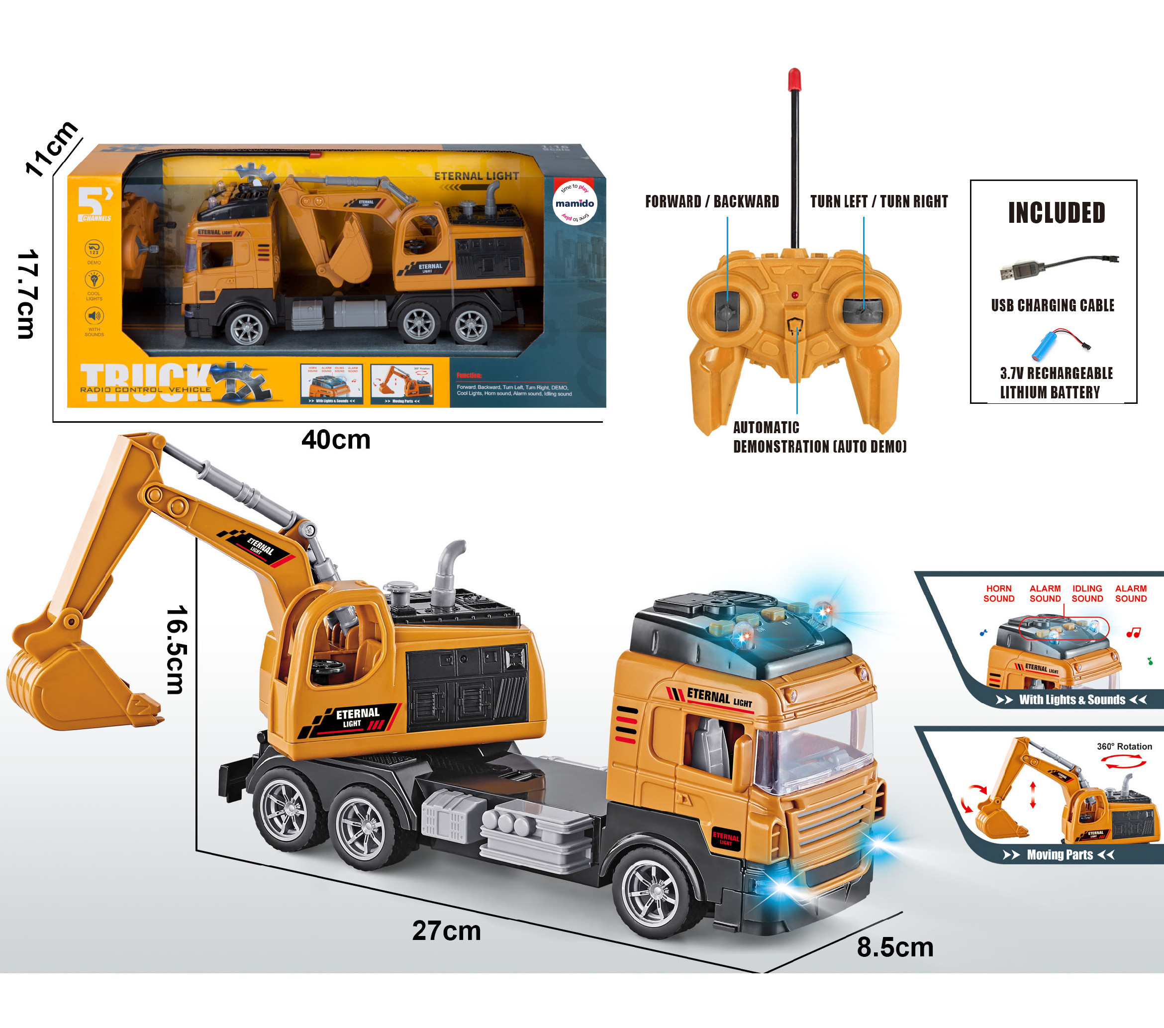 Mamido  Mamido Nákladné auto s bagrom na diaľkové ovládanie RC