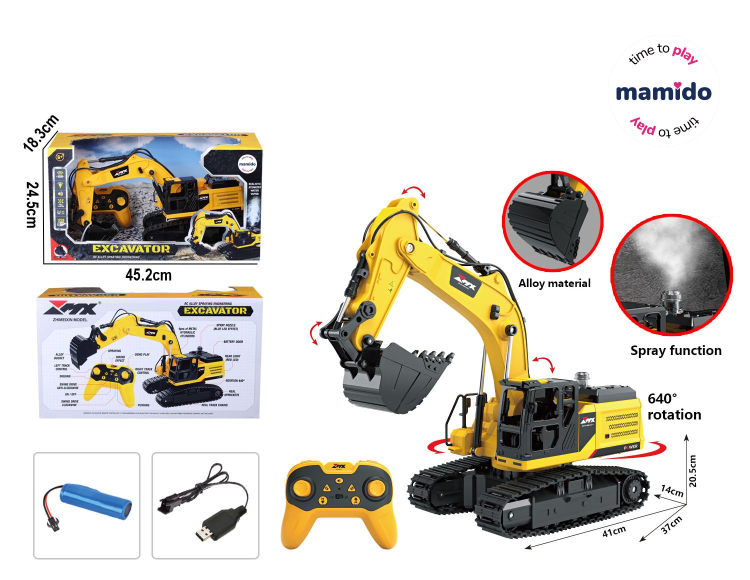 Mamido  Mamido Bager na diaľkové ovládanie s kovovou lyžicou a efektom pary