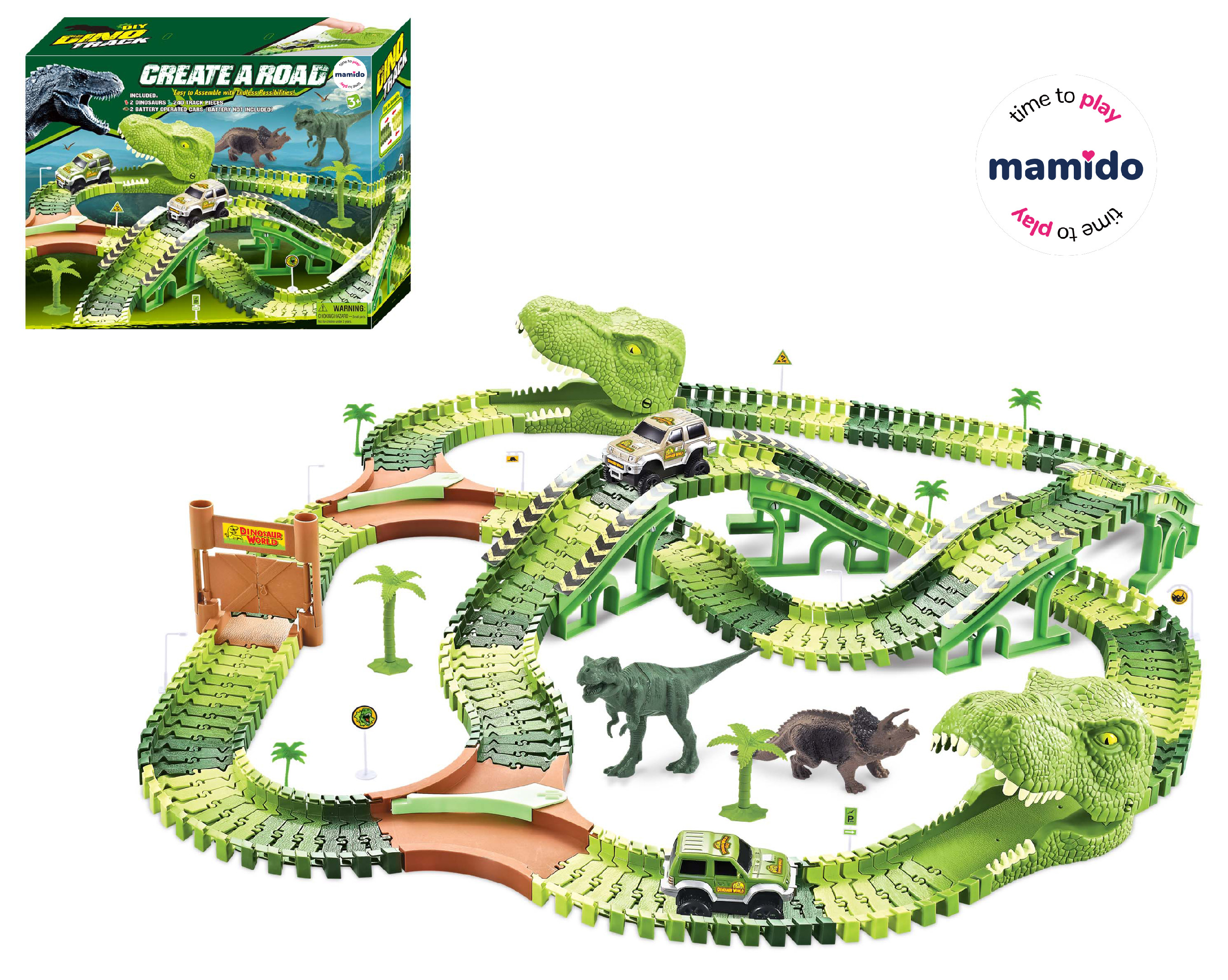 Mamido  Mamido Dinosauria dráha s autíčkami a dinosaurami 240 dielikov MT1282
