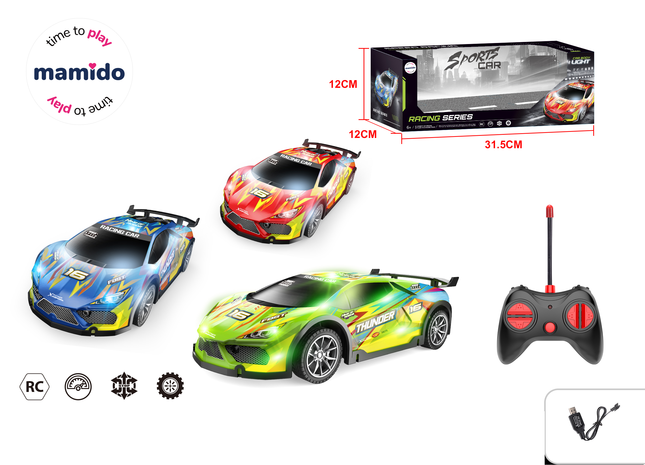 Mamido  Mamido Autíčko na diaľkové ovládanie Thunder 1:16 červené