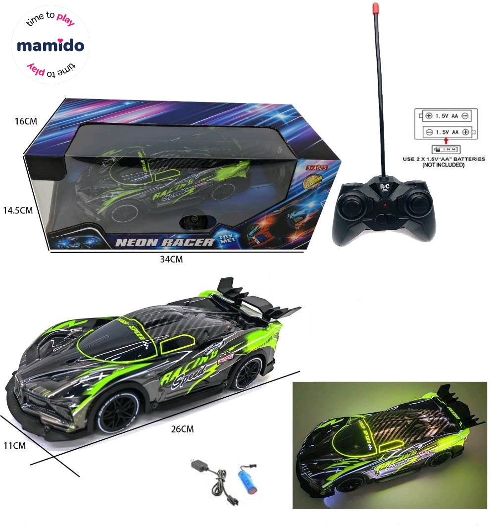 Mamido  Mamido Závodné autíčko na diaľkové ovládanie Neon Racer so svetlami MT1307