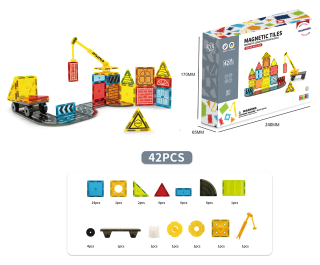 Mamido  Mamido Magnetická stavebnica dopravné mesto, autíčko, žeriav 42 dielov