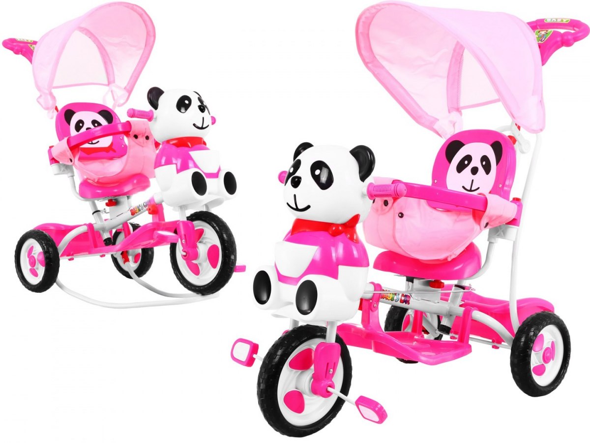 E-shop mamido Detská trojkolka Panda so zvukovými efektmi ružová