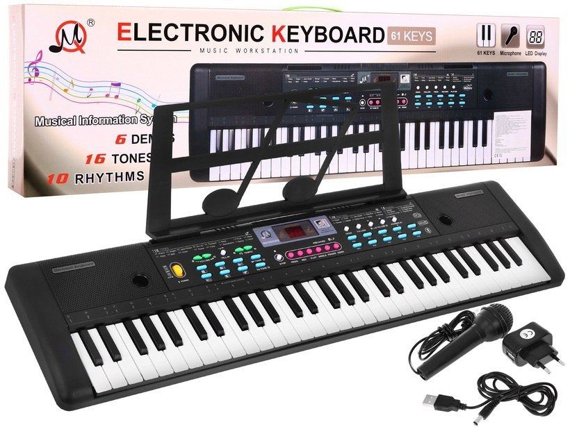 Detský keyboard s mikrofónom čierny