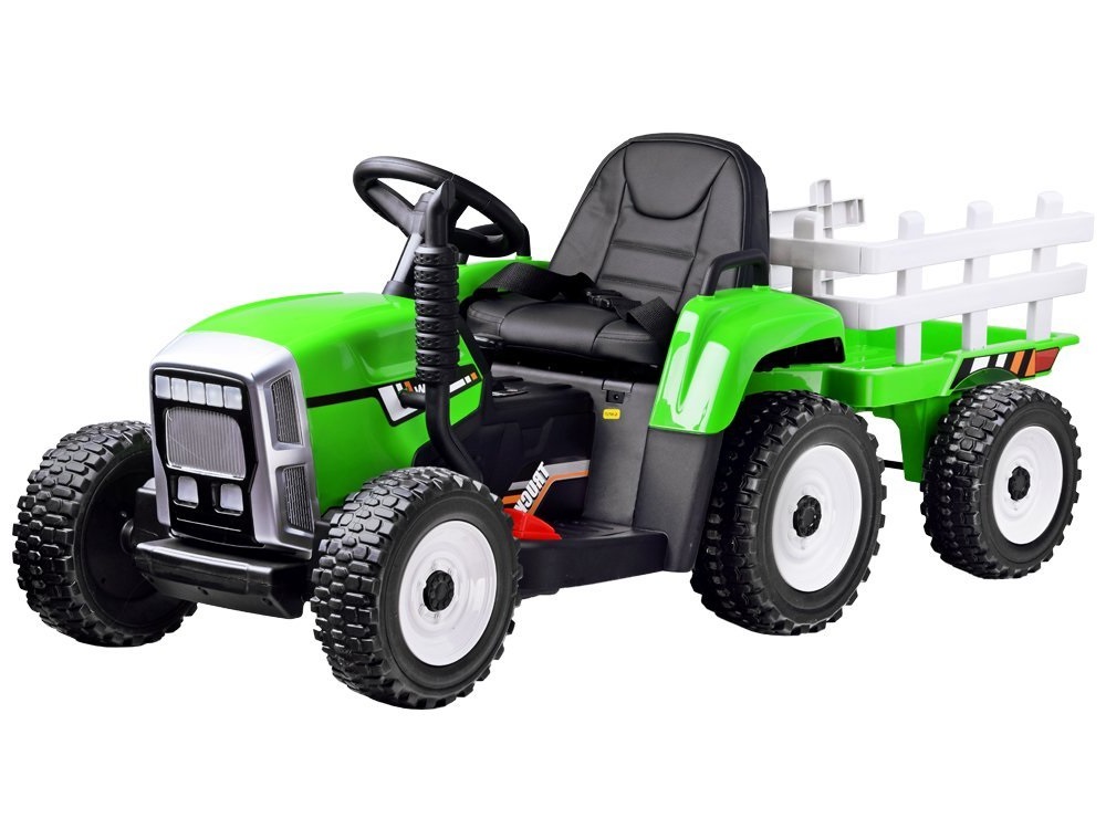 Detský elektrický traktor s vlečkou zelený