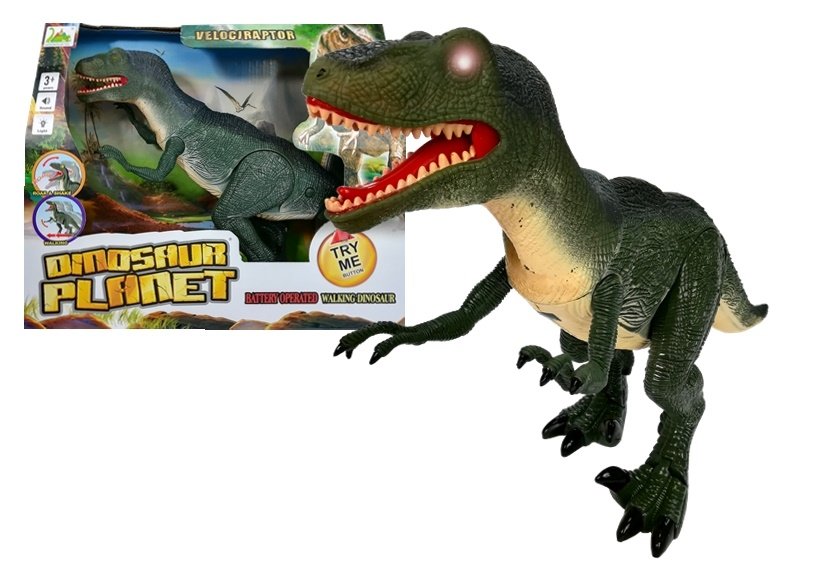 E-shop mamido Dinosaurus Velociraptor so zvukovými a svietiacimi efektmi zelený