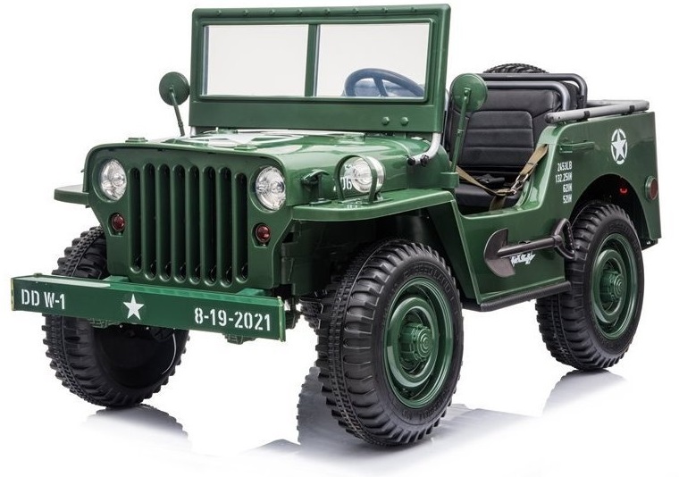 mamido Detský elektrický Jeep Willys 4x4 trojmiestny zelený