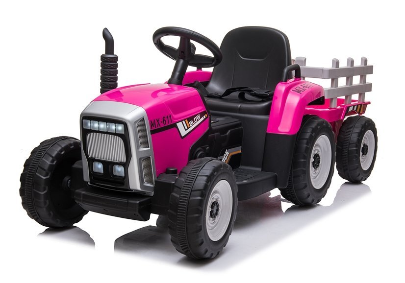 Elektrický traktor s vlečkou ružový