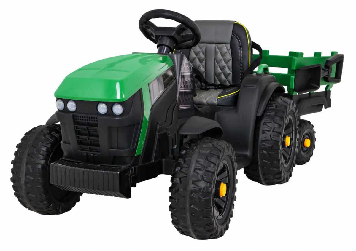 Detský elektrický traktor Farmer s vlečkou a lopatou zelený
