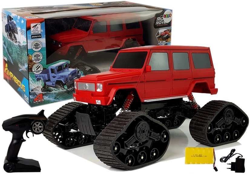 mamido Auto na diaľkové ovládanie Amfibia 4x4 1:12 R / C červené