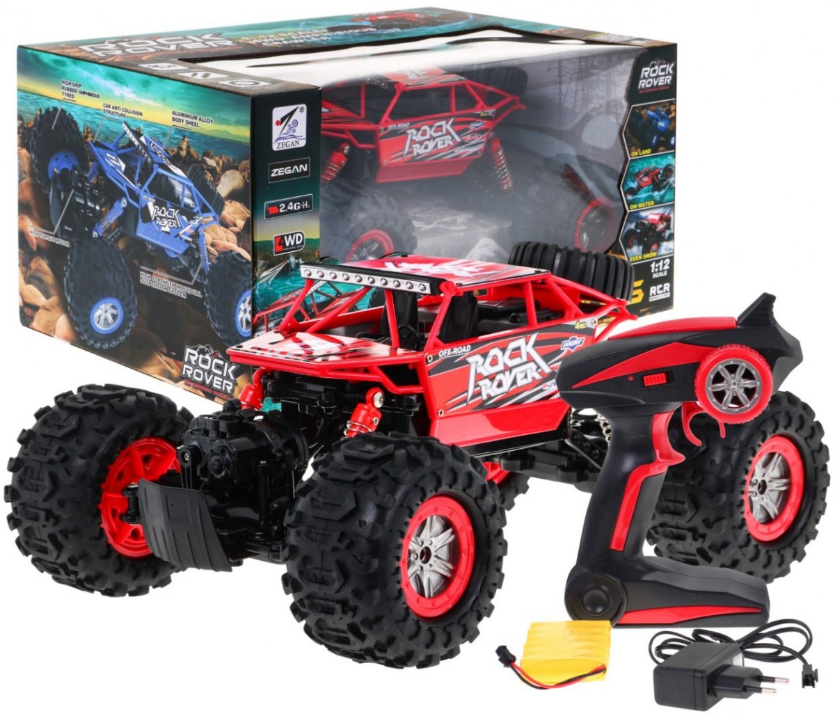 mamido Auto na diaľkové ovládanie R / C Crawler Ambfibia červený