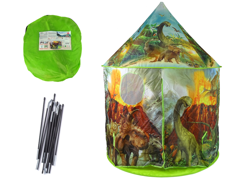 Detský stan s dinosaurami zelený