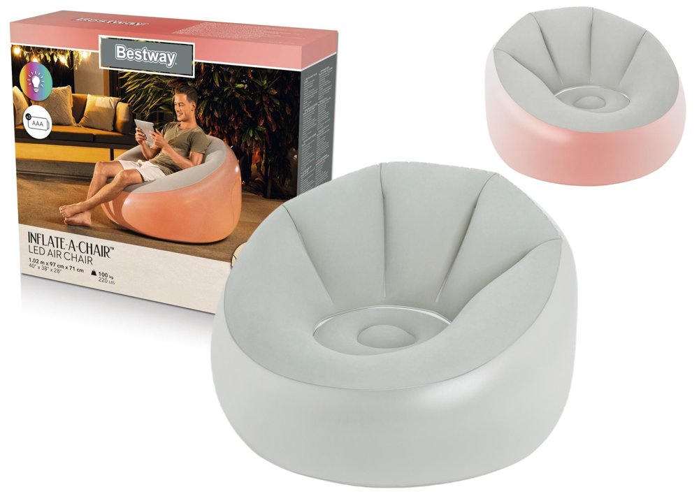 Nafukovacie kreslo Bestway s osvetlením šedej
