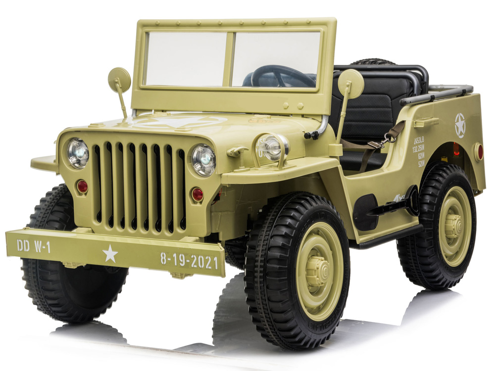 mamido Detské elektrické autíčko Jeep Willys 4x4 trojmiestne béžové