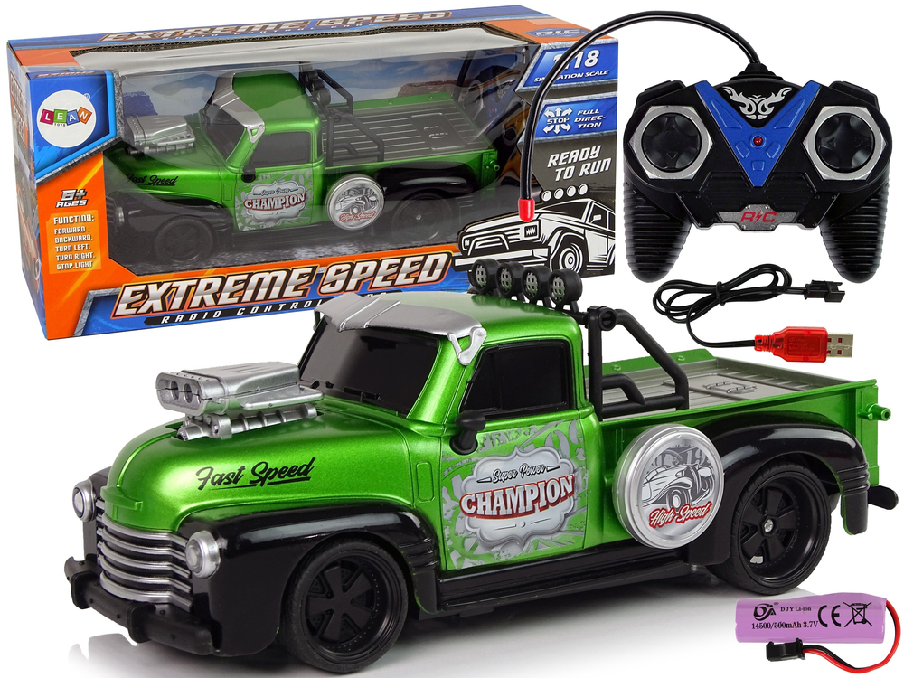 mamido Diaľkovo ovládané auto 1:18 zelený pick-up