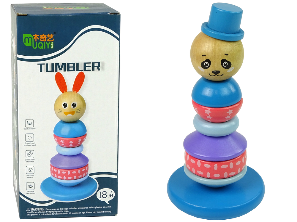 mamido Drevená vzdelávacia pyramída Panda Balancing Tower
