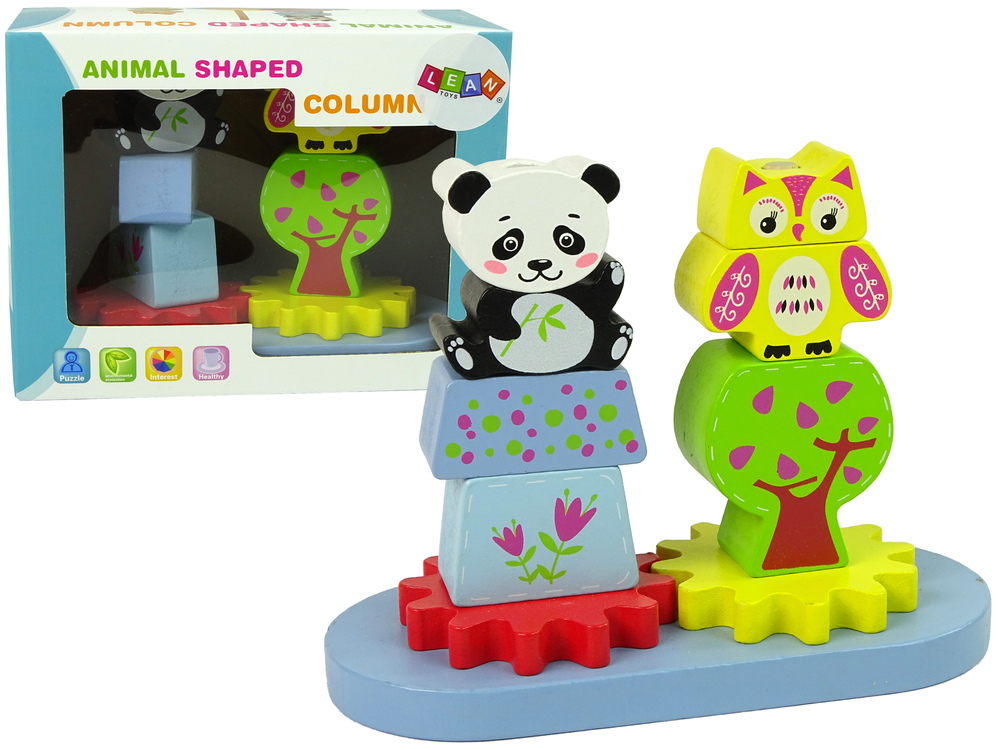 mamido Drevené zvieratá Sorter Sova Panda Gears
