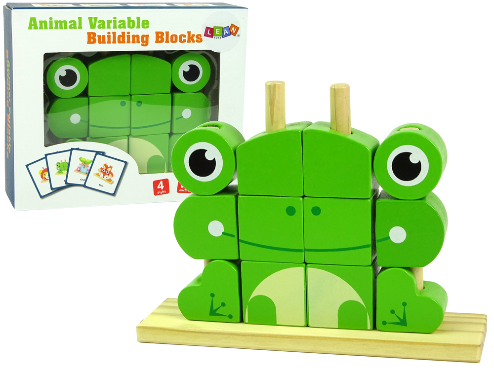 mamido Kreatívne drevené bloky priestorové puzzle žaba 3D