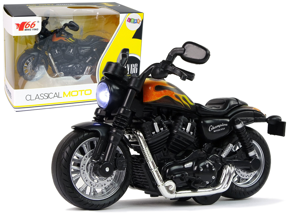 mamido Motocyklový šampión čierny 1:14 naťahovacie zvukové svetlo