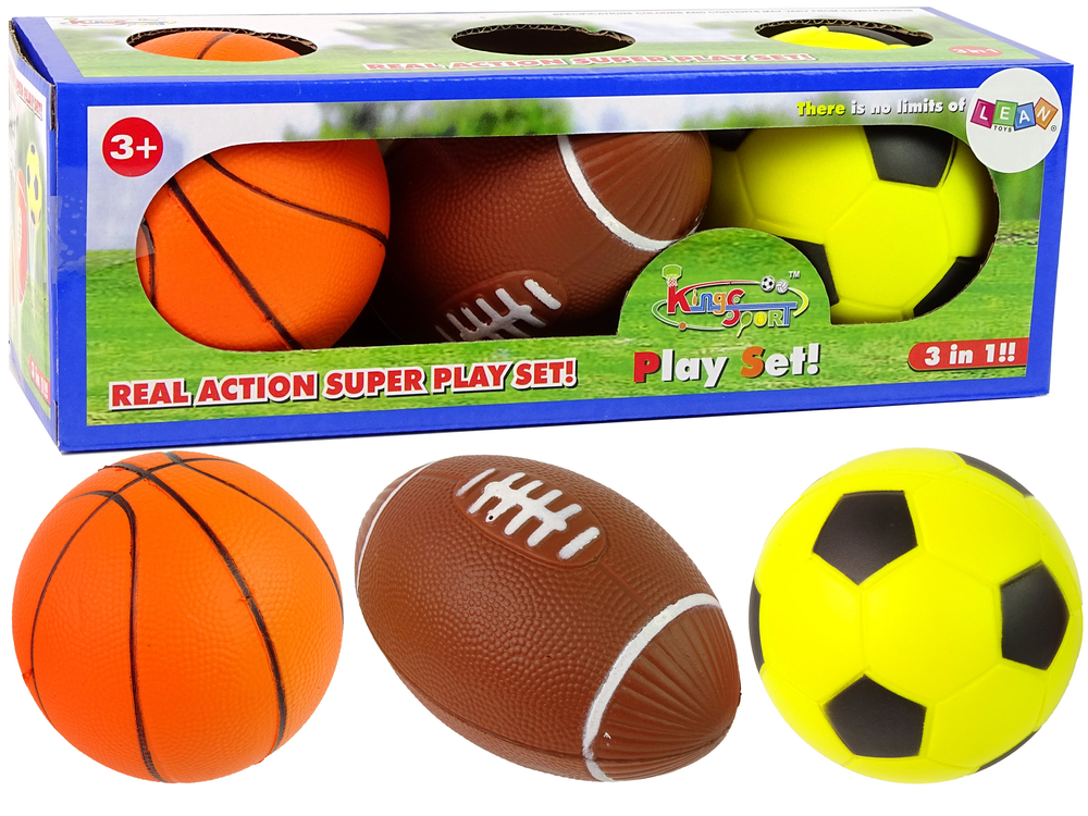 mamido Súprava mäkkých športových lôpt 3v1 futbalový basketbal