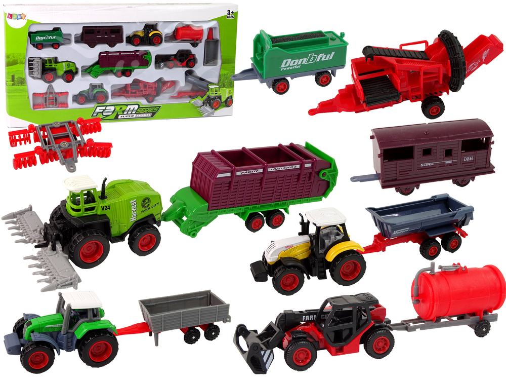 mamido Set poľnohospodárskych vozidiel traktor 12 kusov kov