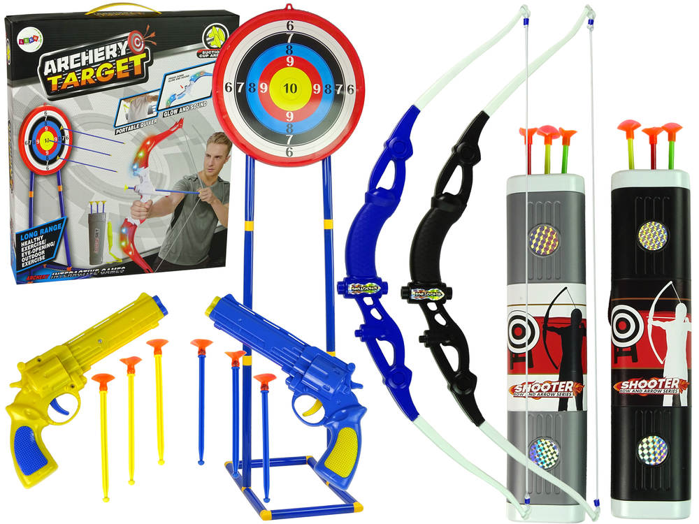 mamido Strelecká sada Bow Shield Stand 134 cm Quiver Pistols
