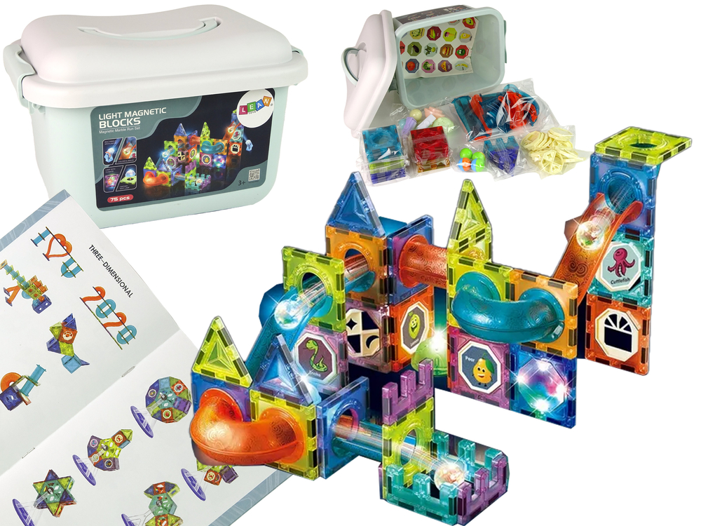 mamido Magnetická stavebnica guličková dráha 75 dielov