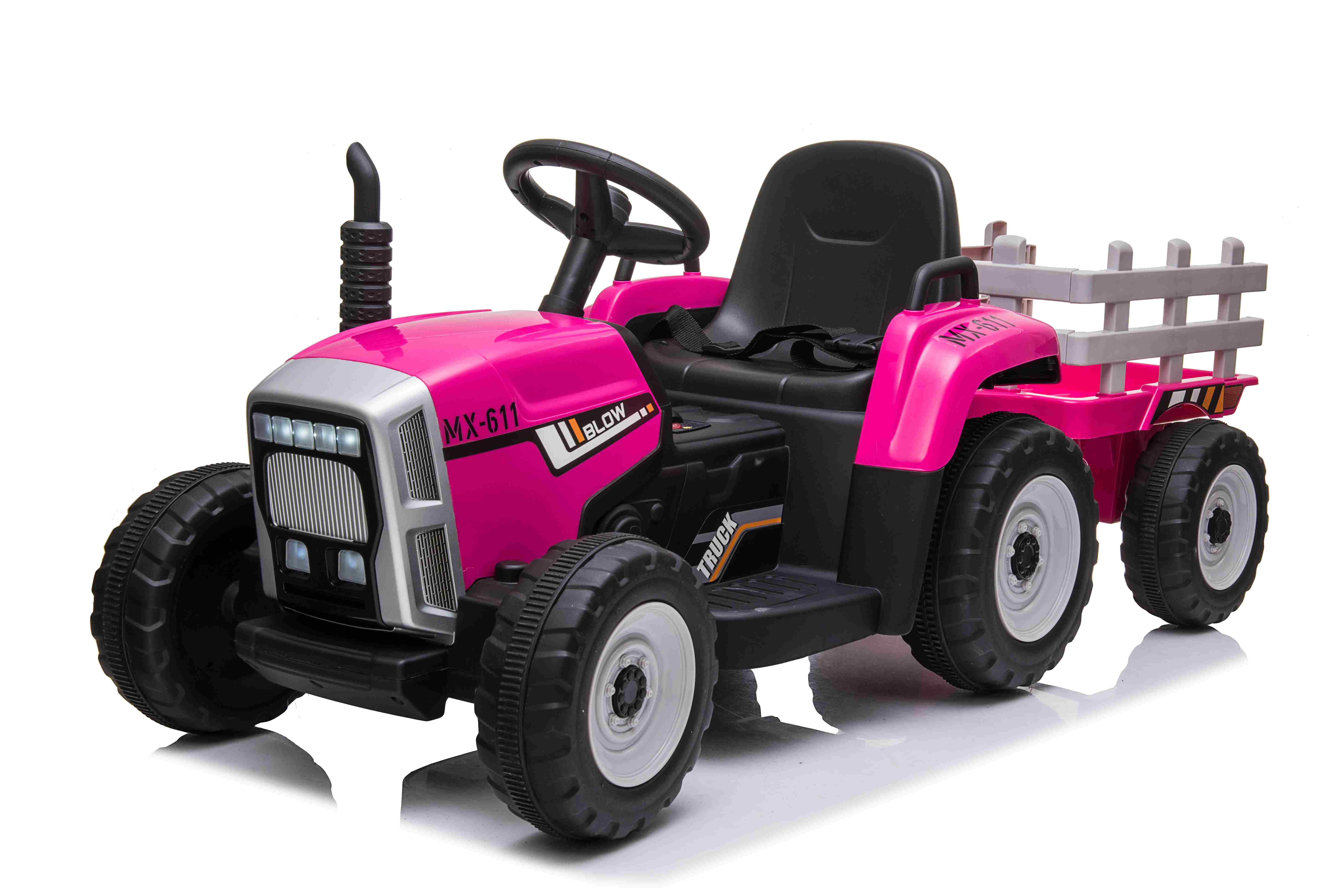 Elektrický traktor s vlečkou Blow ružový