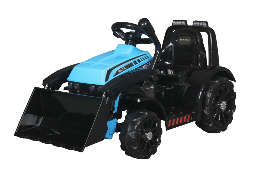 Detský elektrický traktor s radlicou modrý