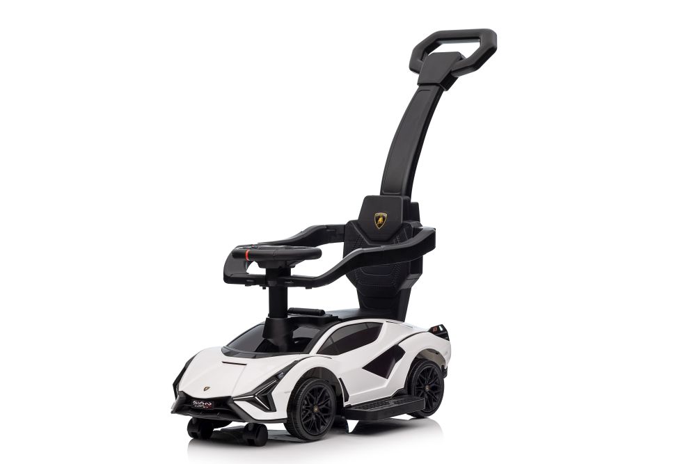Detské odrážadlo auto s vodiacou tyčou Lamborghini Sian biele