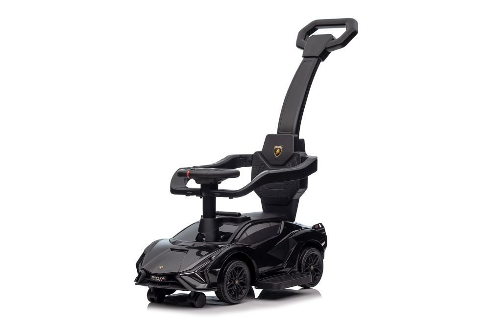 Detské odrážadlo auto s vodiacou tyčou Lamborghini Sian čierne