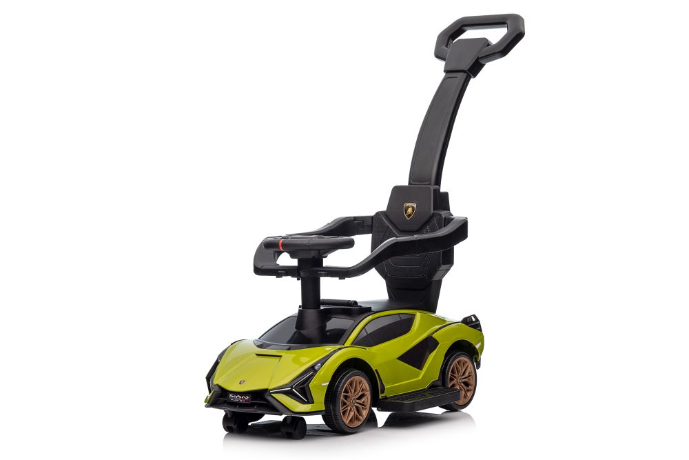 Detské odrážadlo auto s vodiacou tyčou Lamborghini Sian zelené