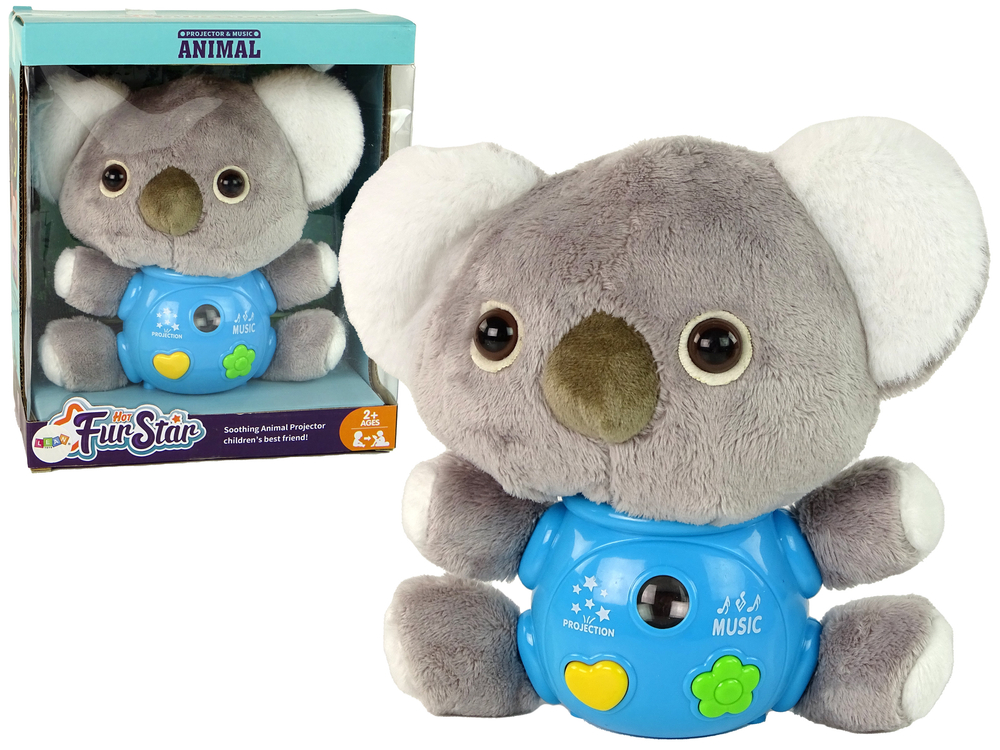 mamido Plyšová koala s projektorom šedá