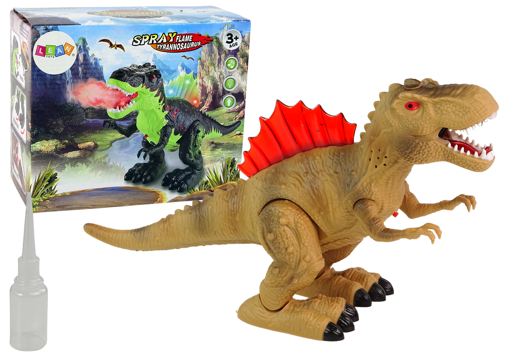 mamido Dinosaurus, ktorý dýcha oheň, strieka vodnú paru a svieti na batérie - Hnedý