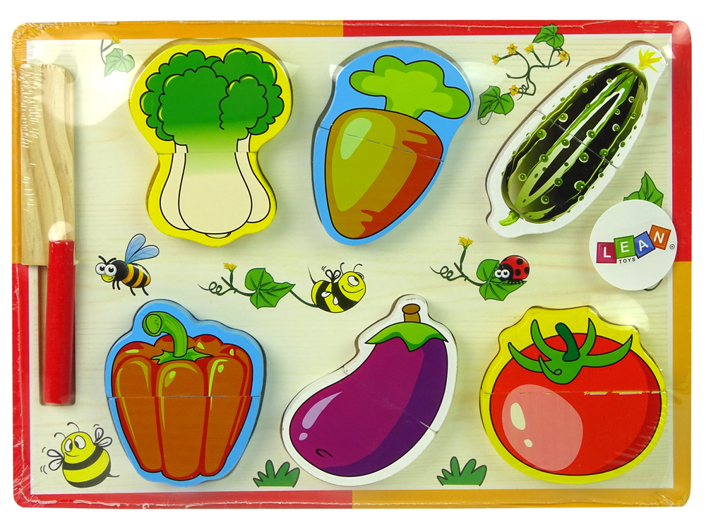 mamido Drevená sada na rezanie zeleniny, 6 kusov: paradajka, paprika, uhorka