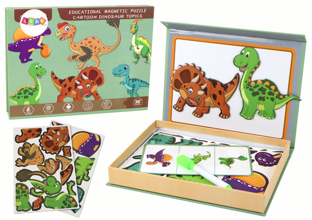 mamido  Edukačná Sada Magnetických Puzzle s Motívom Dinosaurov