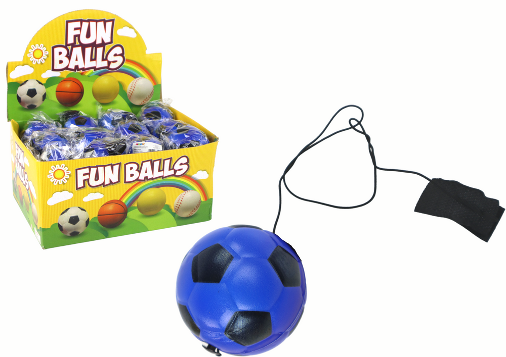 mamido Futbalová loptička PU na gumené Jojo pre odraz 6 cm modrá