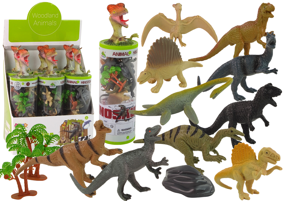 mamido Sada Figuriniek Dinosaurov v Tube, Parkovacie Príslušenstvo, 12 Kusov.