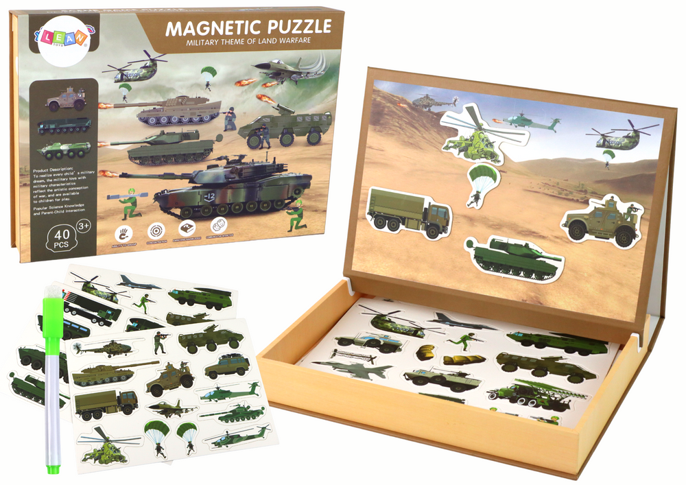 mamido Sada Vzdelávacích Magnetických Puzzlí s Motívom Pozemné Vojny
