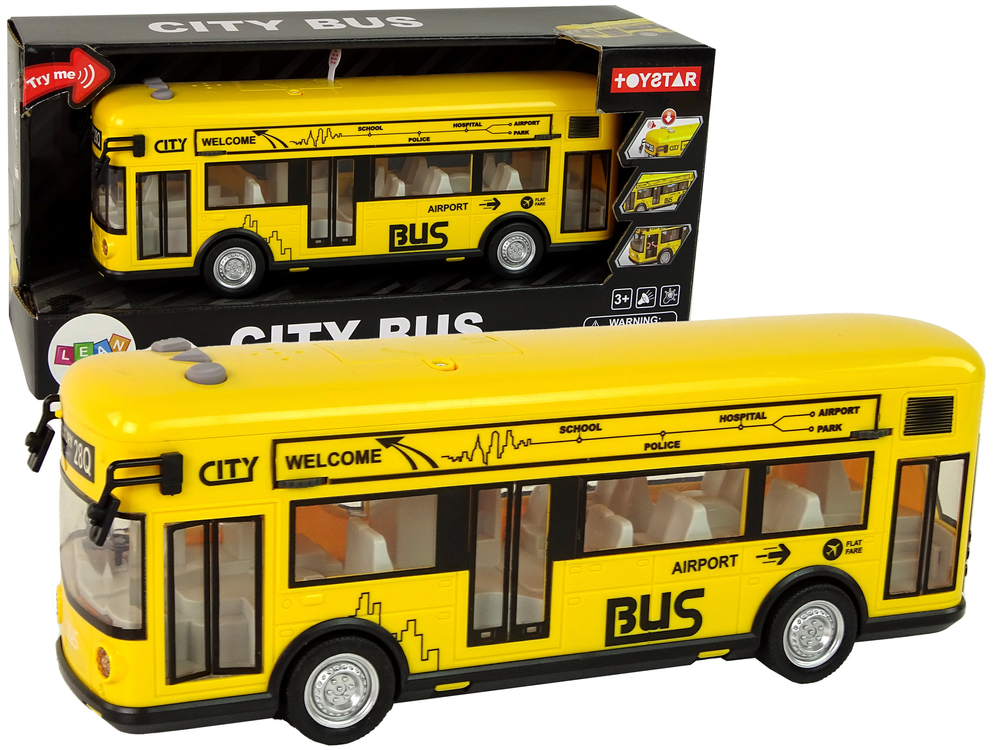 Žltý mestský autobus s trecím pohonom 1:18