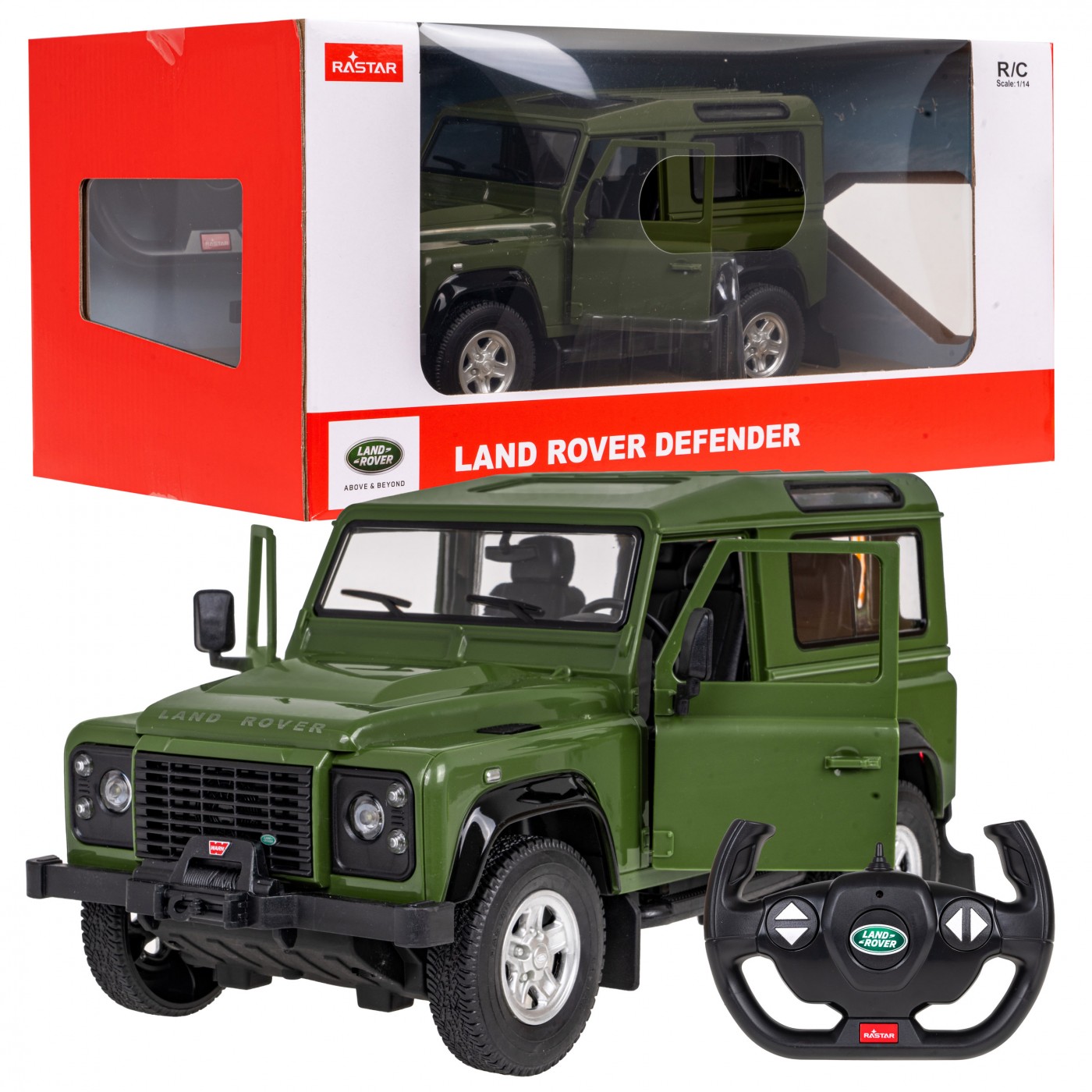 RASTAR Auto na diaľkové RC ovládanie Land Rover Defender Rastar 1:14 zelené