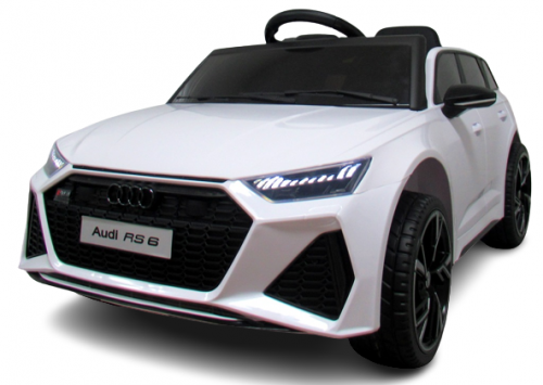 mamido Elektrické autíčko Audi RS6 GT biele s EVA kolesami a koženým sedadlom, s
 diaľkovým ovládaním