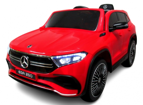 mamido Elektrické autíčko Mercedes EQA v červenej farbe s diaľkovým ovládaním, koženým sedákom, EVA kolesami a funkciou bujania